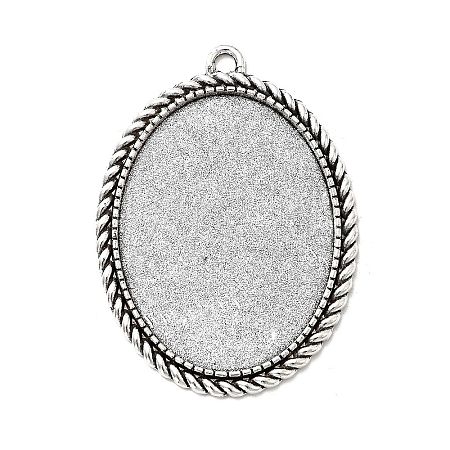 Tibetan Style Alloy Pendant Cabochon Settings X-TIBEP-N003-17AS-1