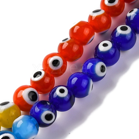 Chakra Theme Handmade Evil Eye Lampwork Beads Strands LAMP-G164-06B-1