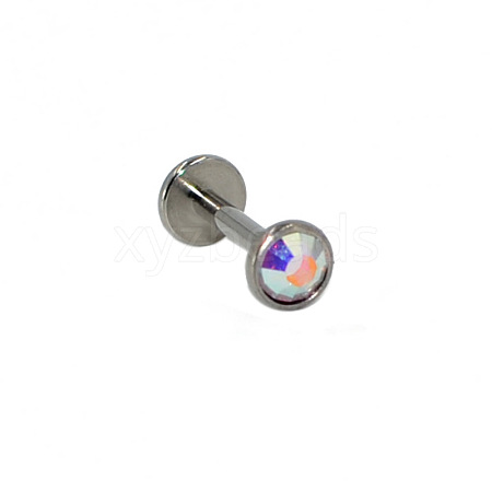 G23 Titanium Cubic Zirconia Flat Round 17 Gauge Threadless Labrets for Women Men WG1F07B-04-1