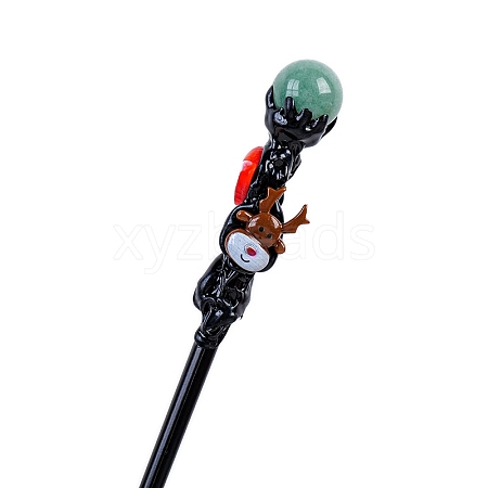 Christmas Theme Natural Aventurine Ball Magic Wand PW-WGFF114-03-1