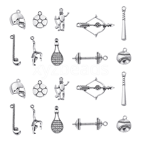 100Pcs 10 Styles Tibetan Style Alloy Pendants TIBEP-CJ0001-90-1