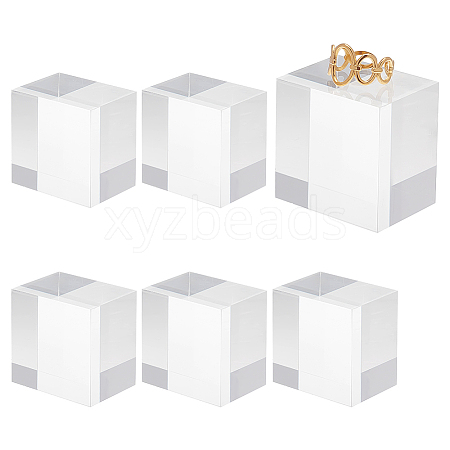Square Transparent Acrylic Jewelry Display Pedestals ODIS-WH0001-47B-1