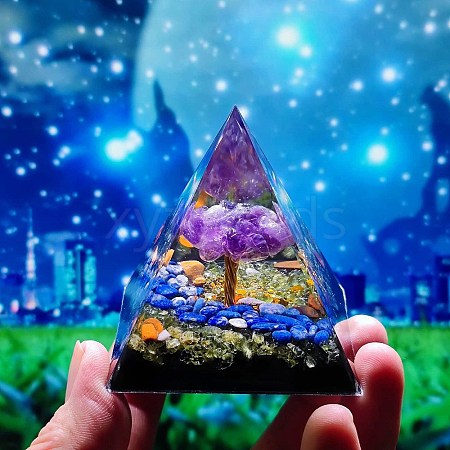 Orgonite Pyramid with Tree Resin Energy Generators PW-WG52F5B-04-1