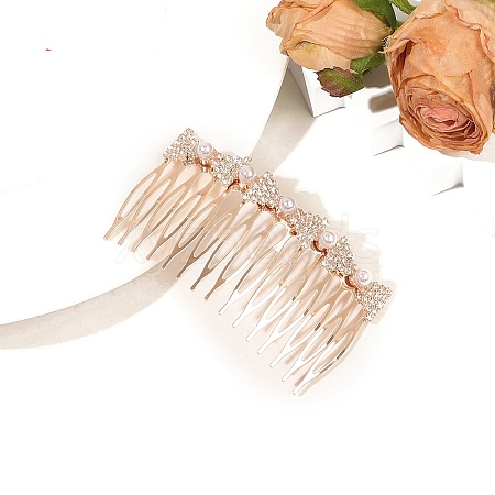 Alloy Rhinestone Hair Combs PW-WG11E5F-08-1