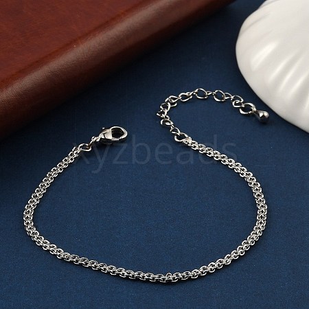 Brass Rope Chain Bracelets for Women BJEW-G735-08P-1