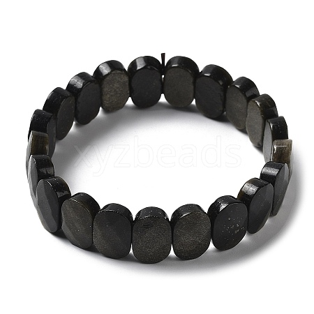 Natural Golden Sheen Obsidian Beaded Stretch Bracelet G-E010-01-05-1