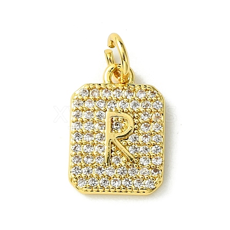 Rack Plating Brass Micro Pave Clear Cubic Zirconia Charms KK-G501-01R-G-1