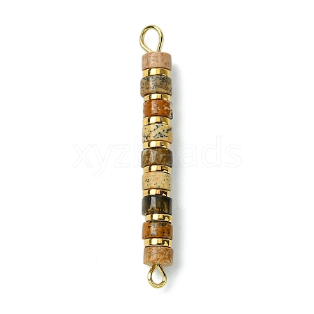 Natural Picture Jasper & Electroplated Synthetic Non-magnetic Hematite Heishi Connector Charms PALLOY-JF03291-08-1