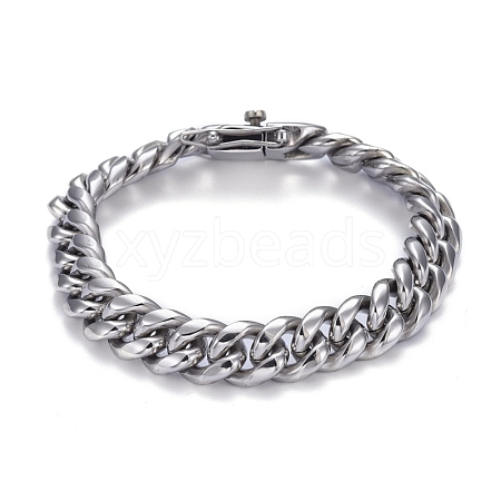 Tarnish Resistant Men's 304 Stainless Steel Cuban Link Chain Bracelets BJEW-P263-B02-P-1