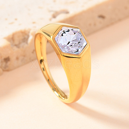 304 Stainless Steel with Cubic Zirconia Finger Rings FS-WG76F9A-32-1