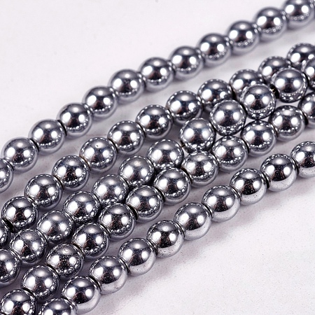 Electroplate Non-magnetic Synthetic Hematite Beads Strands G-J169A-3mm-02-1