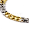 Two Tone Vacuum Plating 201 Stainless Steel Curb Chain Bracelet with 304 Stainless Steel Clasps for Men Women BJEW-M235-02C-GP-2
