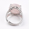 Adjustable Natural Rose Quartz Finger Rings RJEW-F075-01O-3