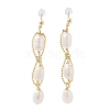 Natural Pearl Dangle Stud Earrings EJEW-P256-42G-1