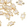 SHEGRACE Brass Pave Cubic Zirconia Square Connector Charms XGRQ2O831-440A-G-1