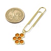 Bees Flower Alloy Enamel Pendant Bookmarks AJEW-JK00307-3