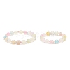 2Pcs 2 Size Natural Agate Round Beaded Stretch Bracelets Set with Glass Seed BJEW-JB08195-1