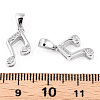 Rhodium Plated 925 Sterling Silver Micro Pave Clear Cubic Zirconia Musical Note Charms wit S925 Stamp STER-T007-30P-3