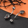 Snake Head 316 Surgical Stainless Steel Cubic Zirconia Belly Button Rings/Earrings EJEW-G416-16AS-01-2