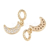 Brass Micro Pave Clear Cubic Zirconia Moon European Dangle Charms KK-H257-03G-2