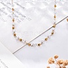 304 Stainless Steel & Round ABS Plastic Imitation Pearl Link Chain Necklaces NJEW-U026-19G-3