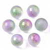 Transparent Spray Painted Frosted Glass Beads GLAA-N035-05C-05-1