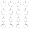 24Pcs 4 Style 304 Stainless Steel Open Back Bezel Pendants PALLOY-UN00029-1