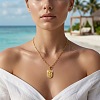 304 Stainless Steel Zodiac Constellation Pendant Paperclip Chain Necklaces ZP0058-3-1