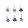 Natural Amethyst Stud Earrings for Women EJEW-K091-01P-08-1