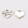 Wedding Theme Antique Silver Tone Tibetan Style Heart with Matron of Honor Rhinestone Charms TIBEP-N005-03A-1