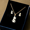 304 Stainless Steel Pendant Necklaces & Stud Earrings Sets WG82A44-31-1