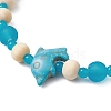 Synthetic Turquoise & Wood & Glass Beaded Stretch Bracelets for Women BJEW-JB11124-03-3