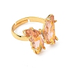 Adjustable Brass Glass Finger Rings RJEW-P148-A01-19-2