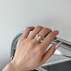 Cubic Zirconia Bowknot Cuff Ring RJEW-Q814-14S-2