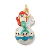 Mermaid Brass Micro Pave Cubic Zirconia & Resin & Acrylic Pendants KK-G419-30G-2