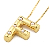 Brass & Plastic Pearl Letter Pendant Box Chain Necklaces for Women NJEW-U017-01G-06-2