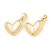 Natural Shell & Brass Heart Charms with Snap on Bails KK-P275-11G-1