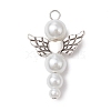 Pearlized Glass Pearl Bead Pendants PALLOY-JF03203-05-1