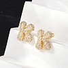 Brass Micro Pave Cubic Zirconia Stud Earrings EJEW-Z091-04G-K-4