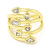 Real 18K Gold Plated Brass Micro Pave Clear Cubic Zirconia Open Cuff Rings RJEW-G303-01D-G-2