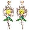 Glass Seed Beads Dangle Stud Earrings EJEW-MZ00326-3