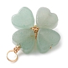 Natural Green Aventurine Clover Pendants PALLOY-JF03180-02-4