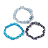 3Pcs Natural Aquamarine & Natural Lapis Lazuli & Synthetic Turquoise Chip Beaded Stretch Bracelet Sets BJEW-JB10861-4