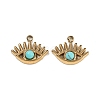 Ion Plating(IP) 304 Stainless Steel Pave Synthetic Turquoise Eye Charms STAS-U014-06B-01-1