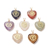 7Pcs 7 Styles Chakra Natural Tiger Eye & Sodalite & Red Jasper & Quartz Crystal & Green Aventurine & Amethyst & Red Aventurine Copper Wire Wrapped Heart Pendants PALLOY-JF03044-1