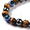 4Pcs Natural Gemstone and Evil Eye Resin Beads Stretch Bracelets Set for Women Men BJEW-JB08940-5