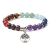 3Pcs 3 Styles Chakra Gemstone Beaded Stretch Bracelets BJEW-JB10204-2