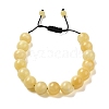 12.5mm Round Natural Yellow Jade Braided Bead Bracelets for Women Men BJEW-C060-01J-1