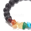 Natural & Synthetic Mixed Stone Chips & Lava Rock & Alloy Cross Stretch Bracelets BJEW-JB08570-6