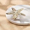 Starfish Alloy Adjustable Rings for Women RJEW-B108-02KCG-3